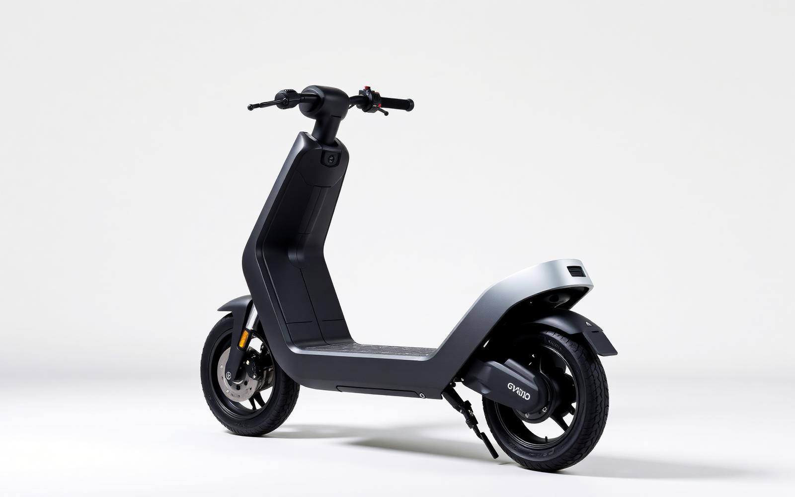 Scooter électrique Tailg gris mat, vue trois quarts sur fond clair